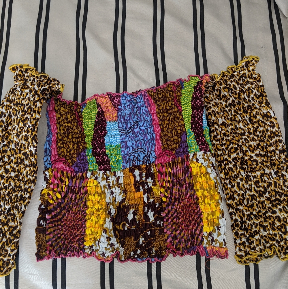 Cropped stretch Ankara Ghana African print top